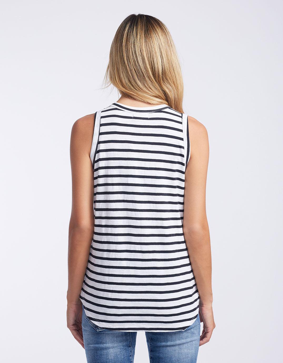 White & Co. - Original Tank - Black/White Stripe - White & Co Living Tees & Tanks