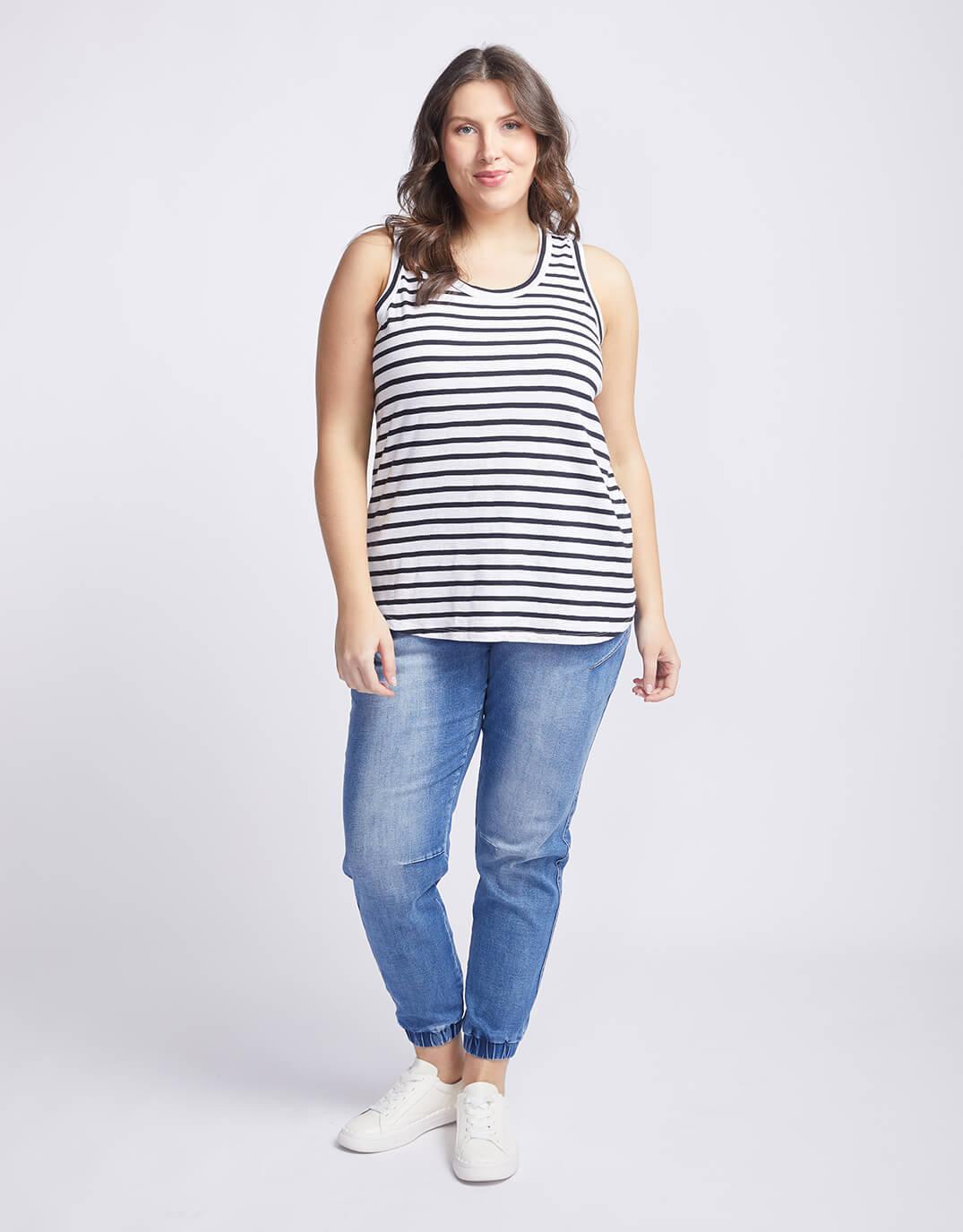 White & Co. - Original Tank - Black/White Stripe - White & Co Living Tees & Tanks