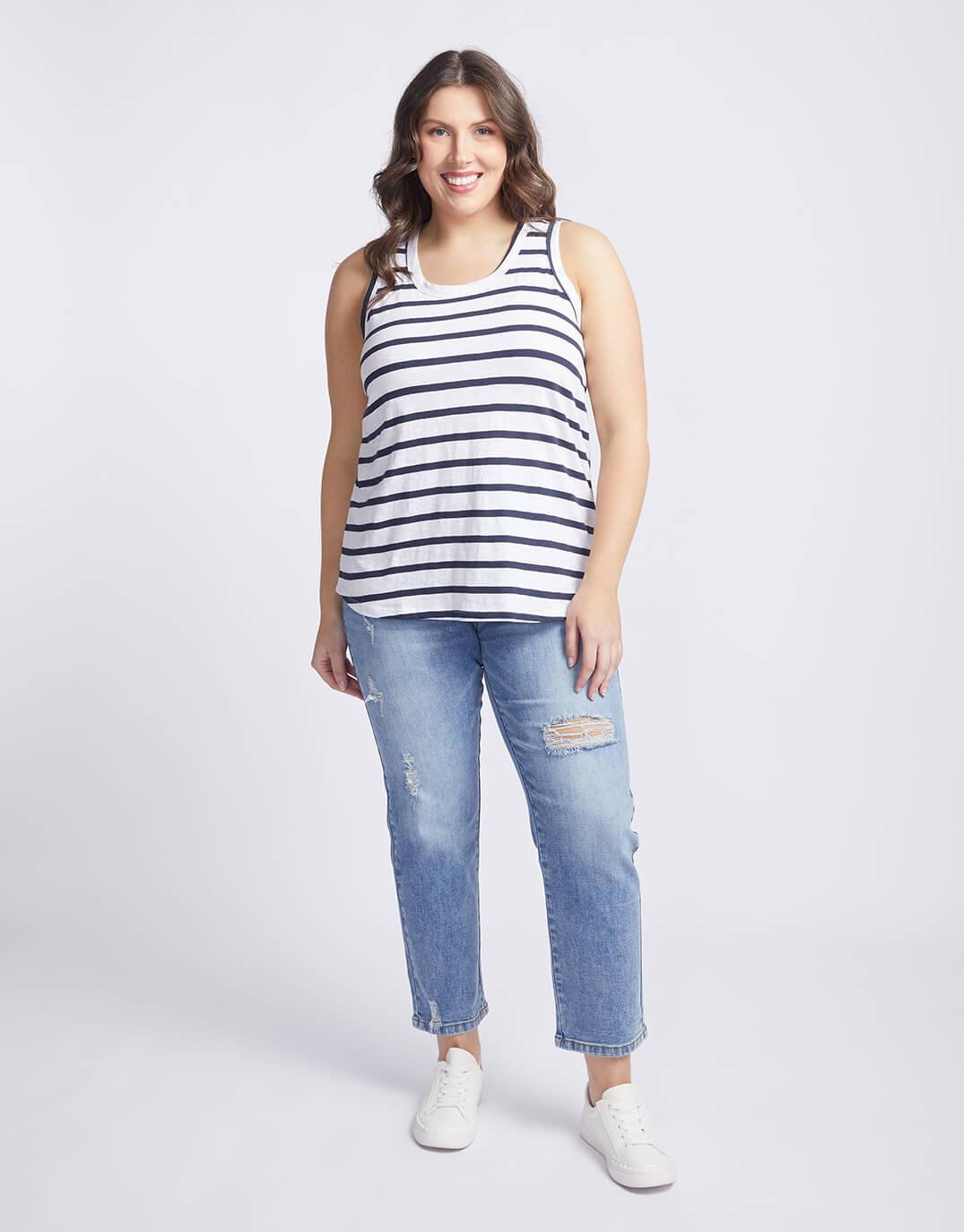 White & Co. - Original Tank - Navy/ White Stripe - White & Co Living Tees & Tanks