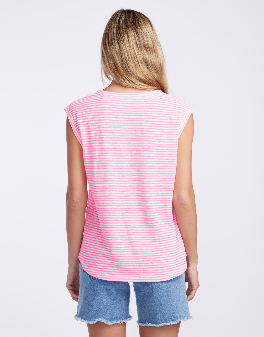 White & Co. - Sorbet Stripe Cali Tank - Gelati Pink - White & Co Living Tees & Tanks