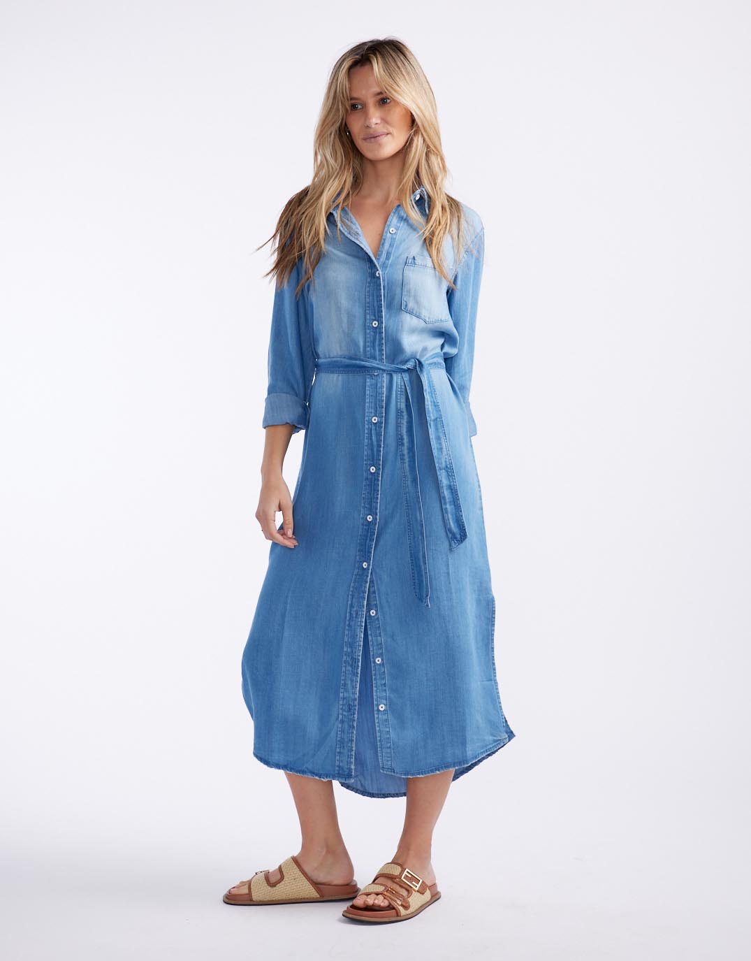 Avery Midi Vintage Denim Dress - Chambray