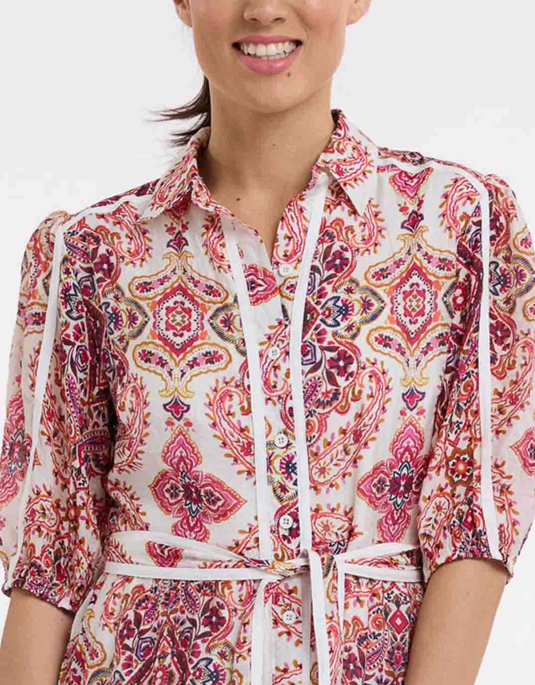 Paisley Midi Trim Dress - Paisley Print