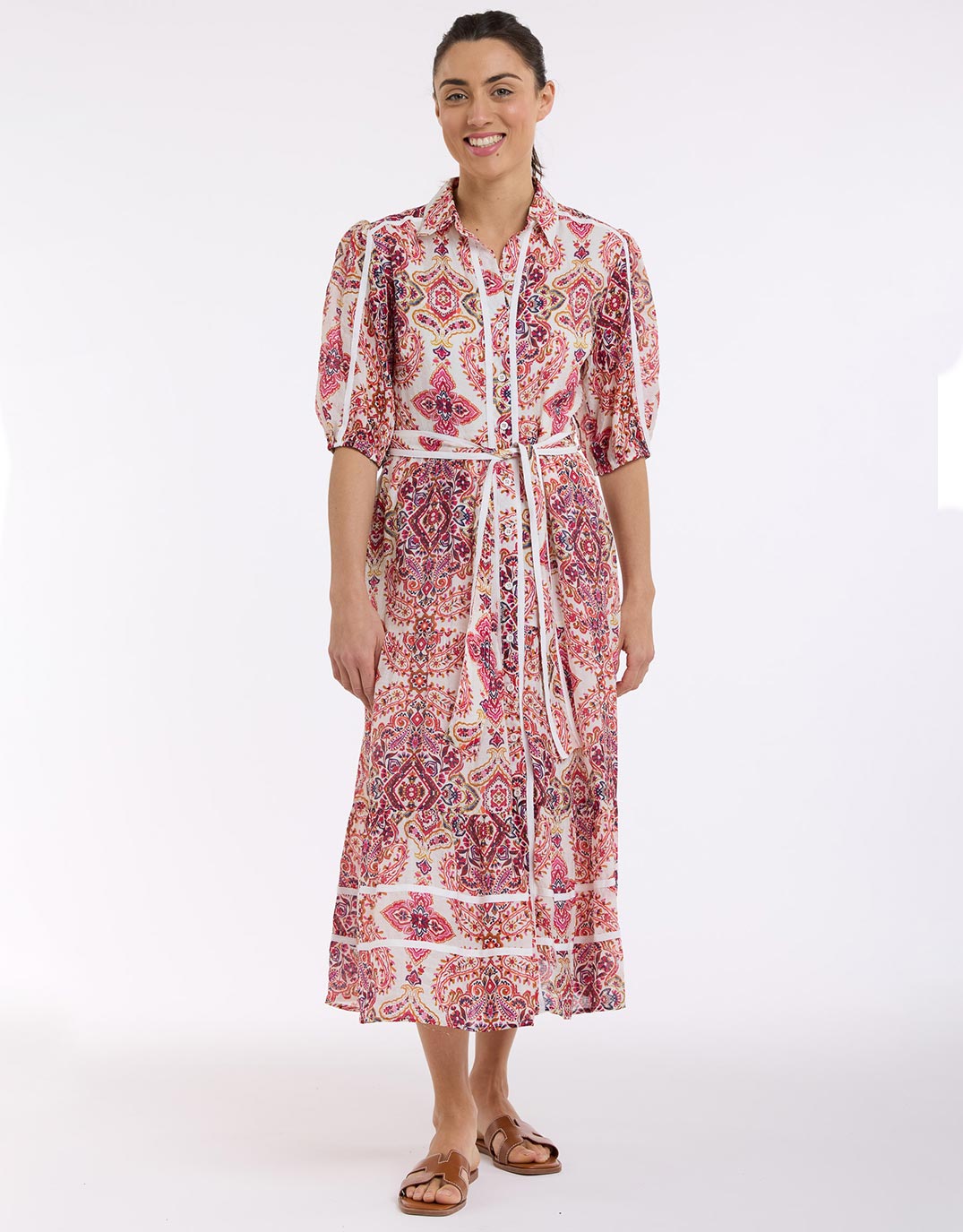 Paisley Midi Trim Dress - Paisley Print