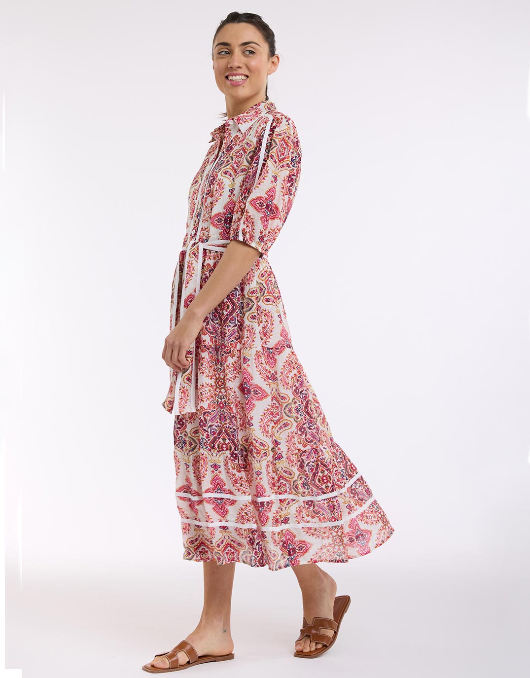 Paisley Midi Trim Dress - Paisley Print