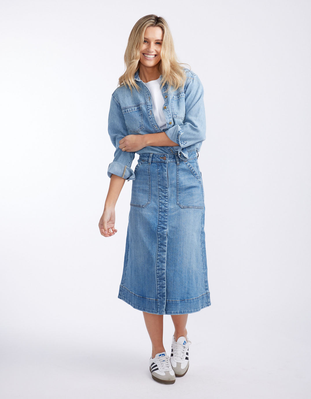 Catalina Midi Skirt - Mid Wash