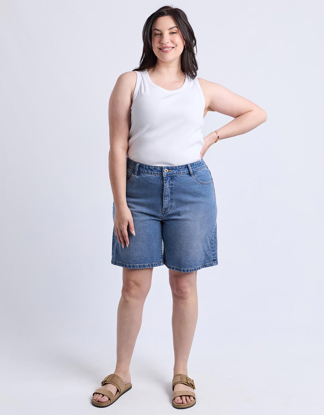 Macie Denim Shorts - Mid Blue Wash