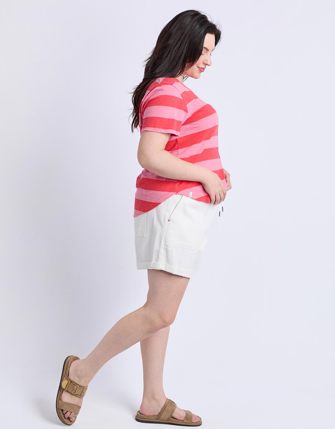 Spritz Stripe Short Sleeve Tee - Cayenne & Chateau Rose Stripe