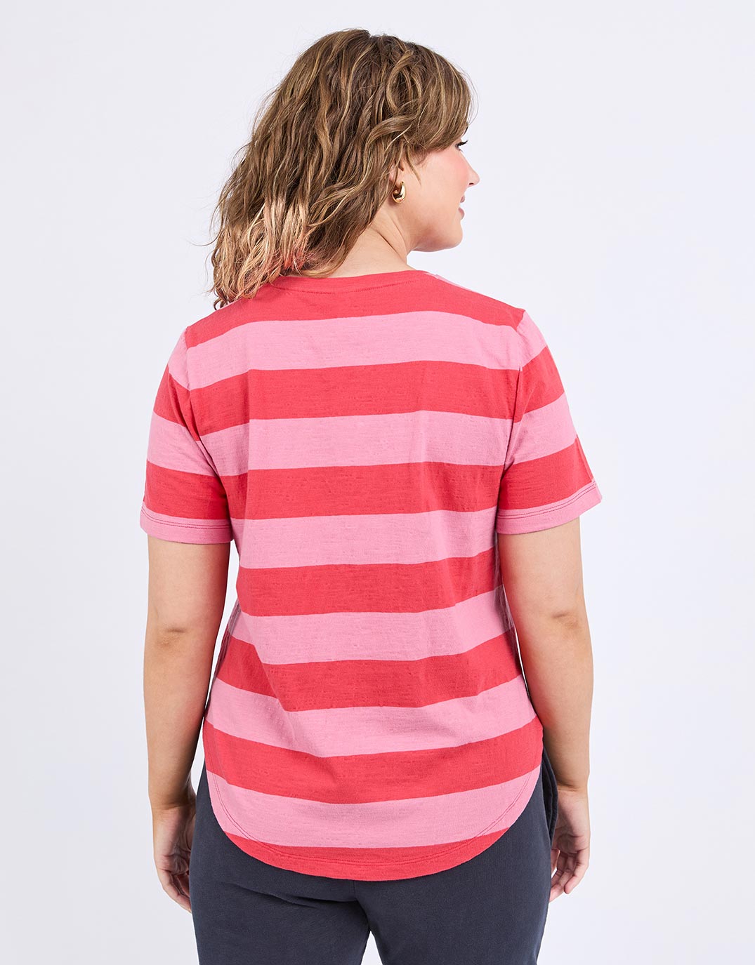 Spritz Stripe Short Sleeve Tee - Cayenne & Chateau Rose Stripe