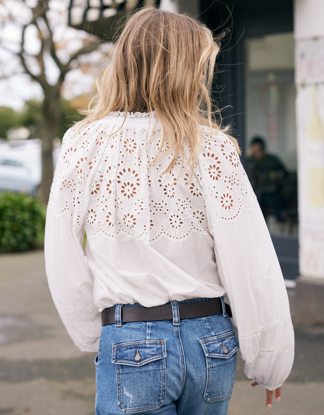 Fleur Broderie Blouse - White