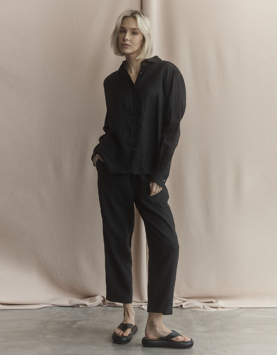 white-co-katie-linen-shirt-black-womens-clothing
