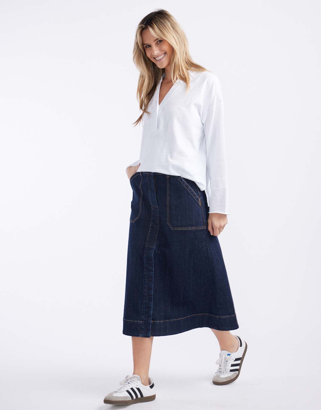 Catalina Midi Skirt - Indigo