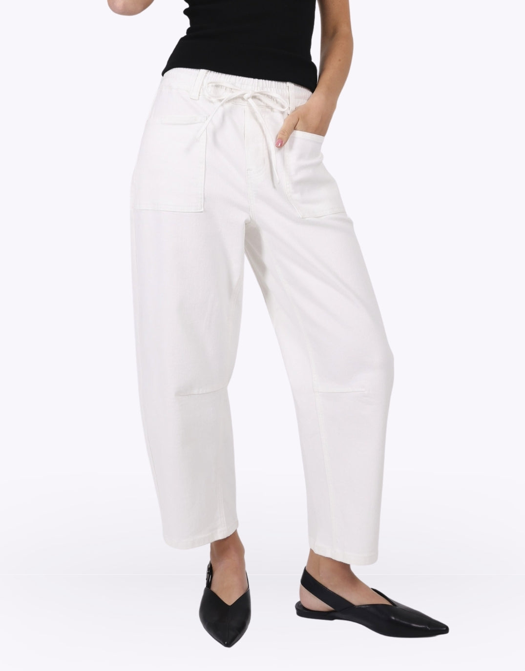 Leo Barrel Jeans - White