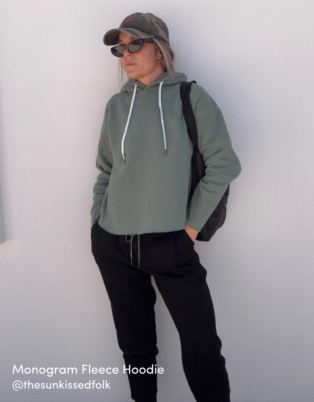 Monogram Fleece Hoodie - Sage