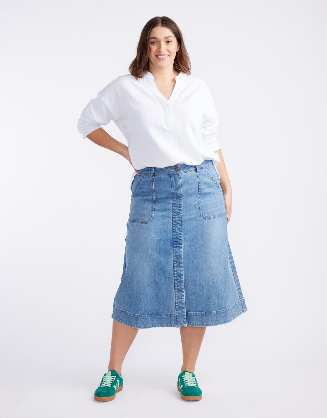 Catalina Midi Skirt - Mid Wash