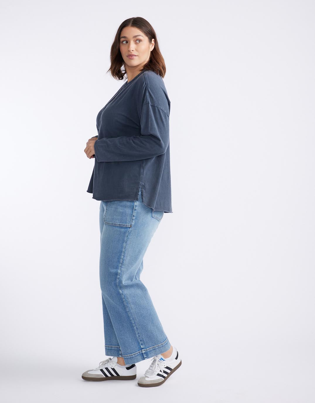 Henley Sunset Top - Washed Navy