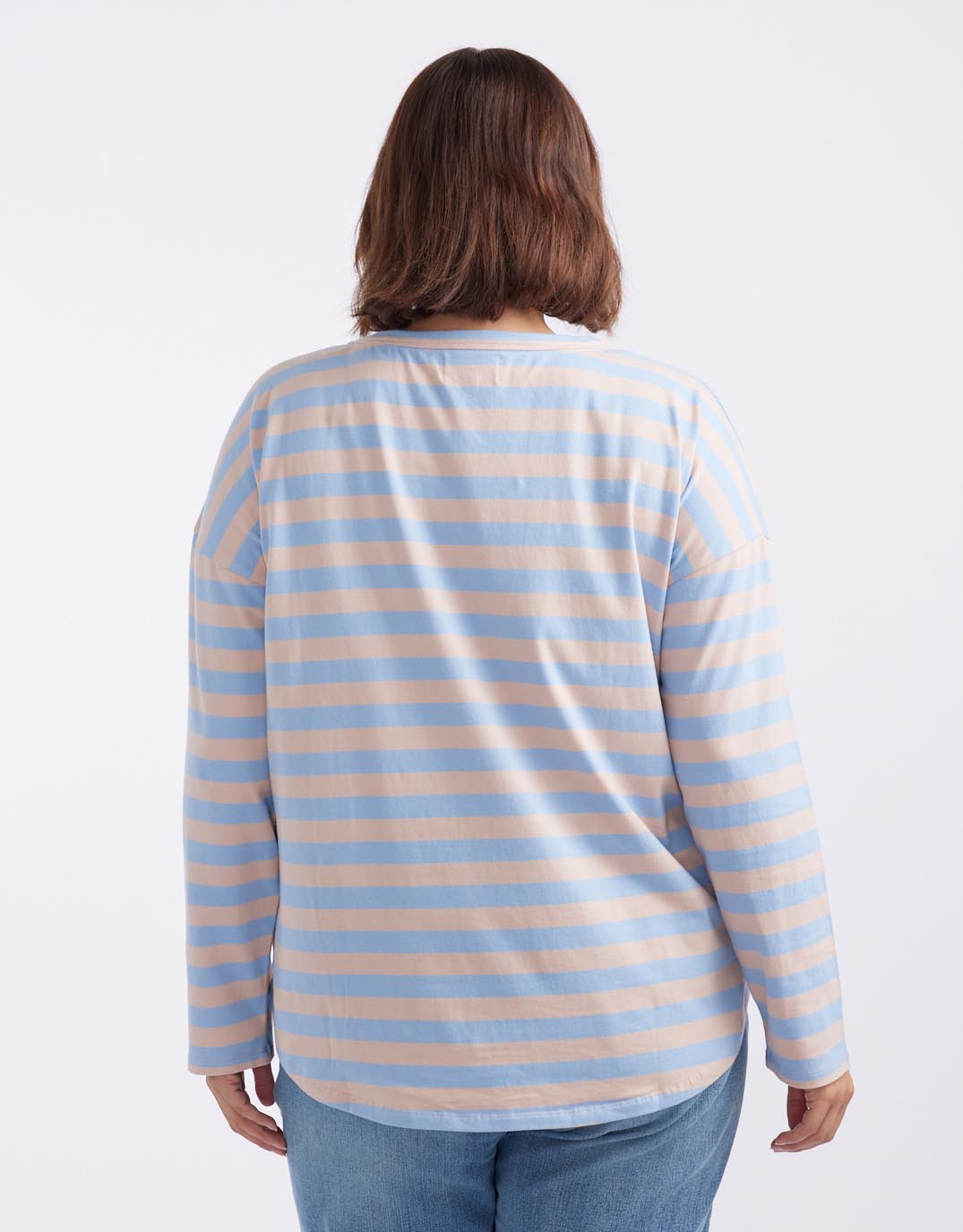 Relaxed Long Sleeve T-Shirt - Dusty Rose/Blue