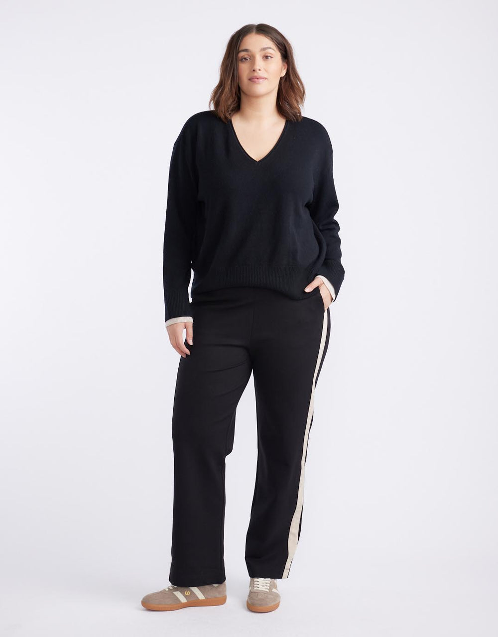 Timeless Straight Leg Ponte Pant - Black/Natural