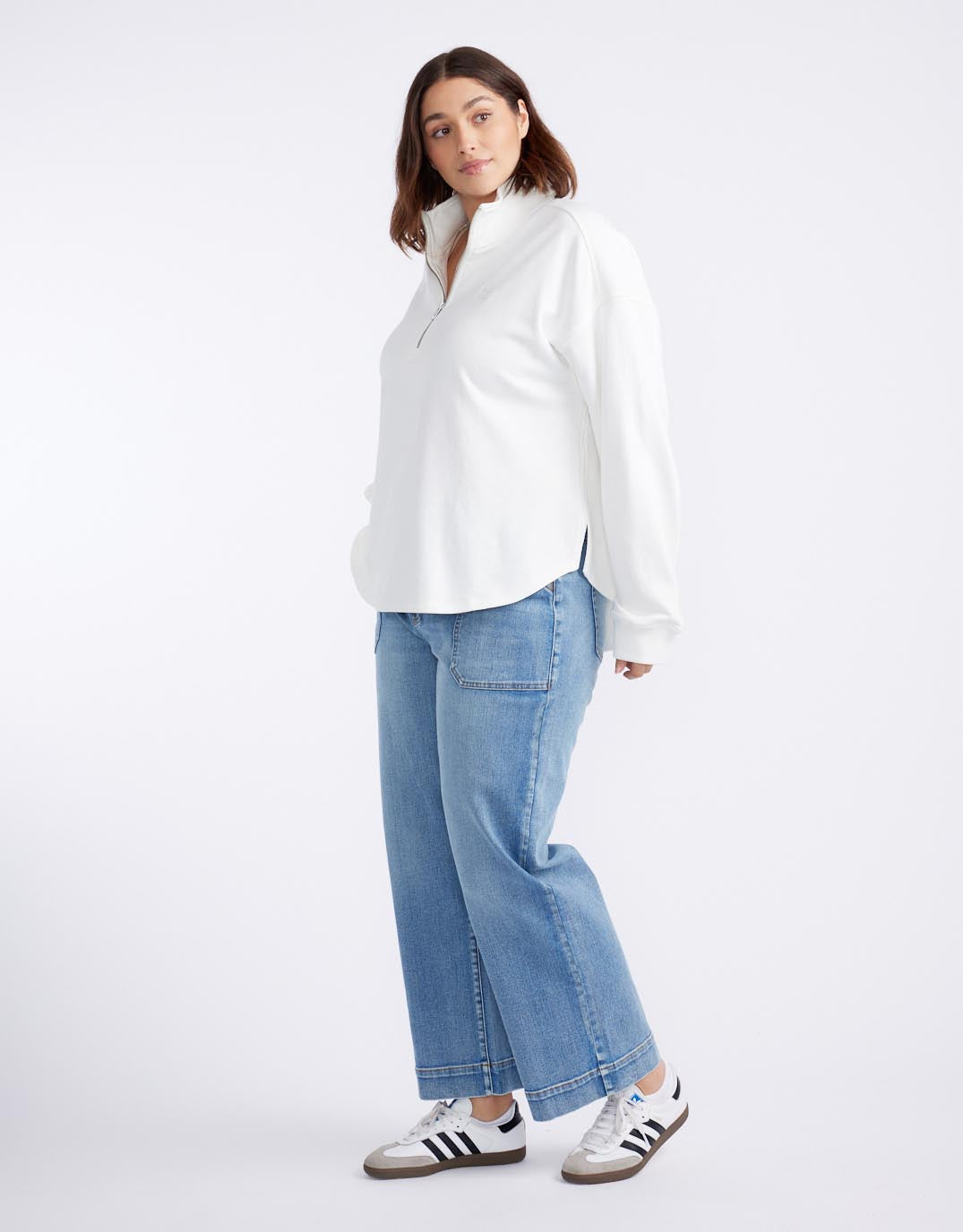 Unwind Half Zip Sweater - White