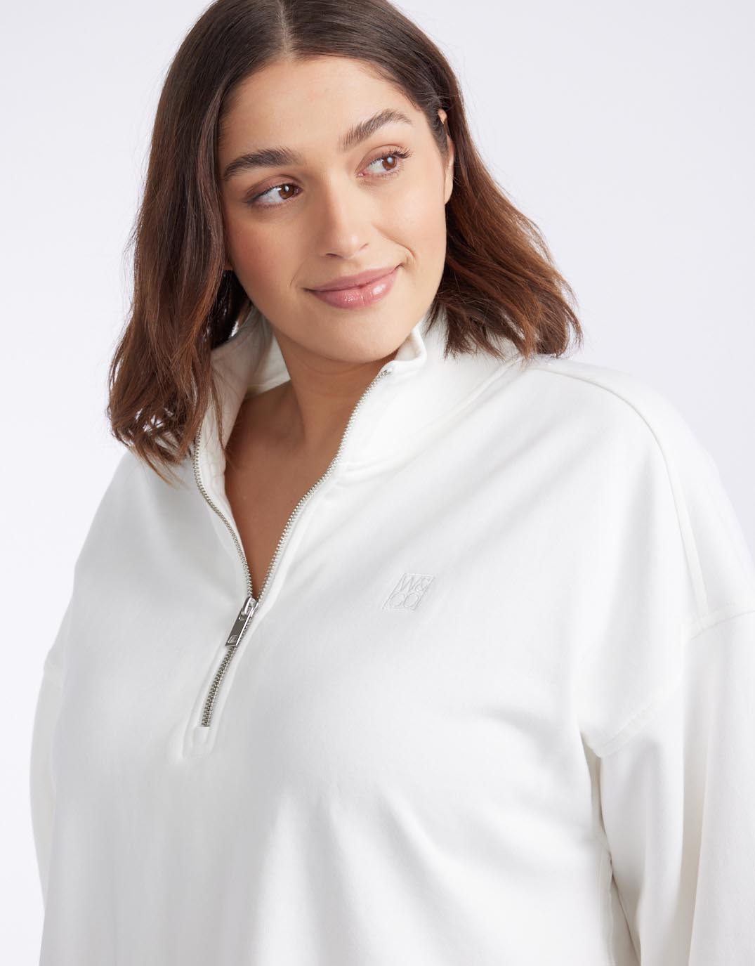 Unwind Half Zip Sweater - White