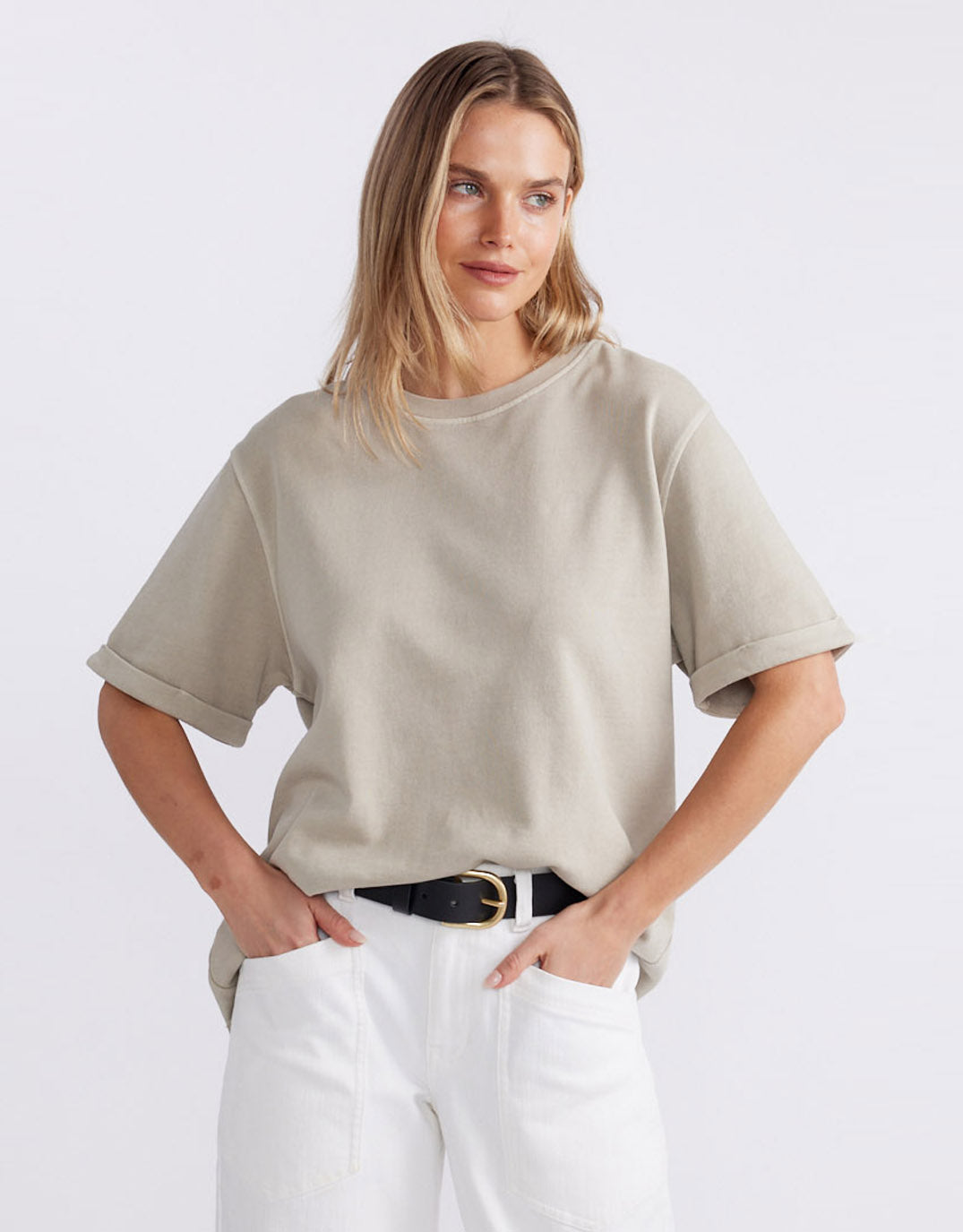 Raw Edge Tee - Washed Stone
