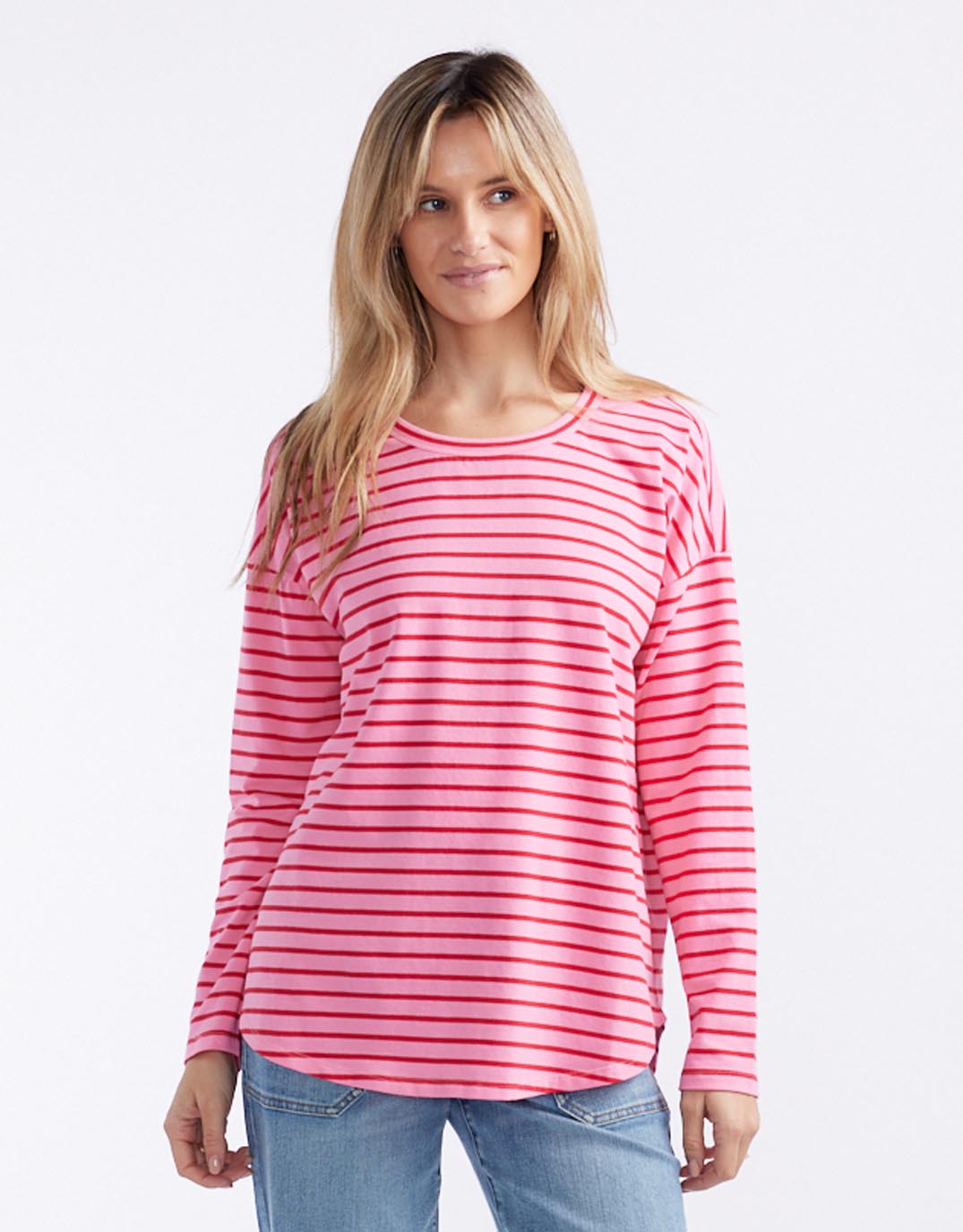 white-co-relaxed-long-sleeve-t-shirt-pink-red-womens-clothing