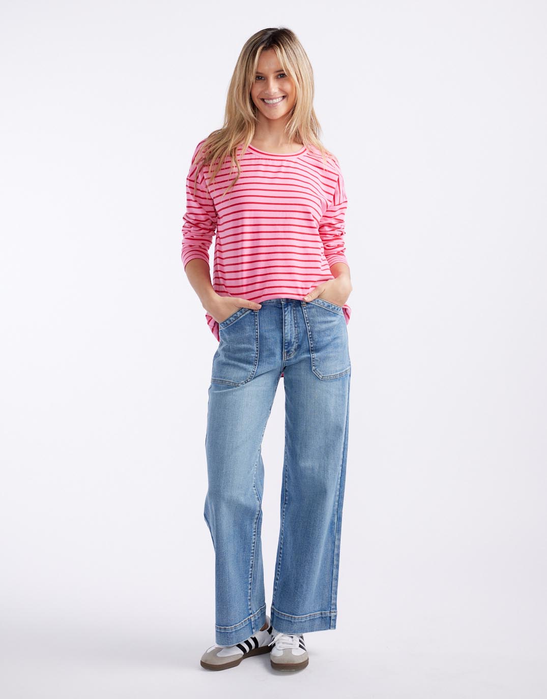 white-co-relaxed-long-sleeve-t-shirt-pink-red-womens-clothing