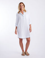 St Barts Dress - White / Seaglass