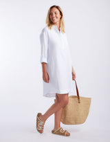 St Barts Dress - White / Seaglass