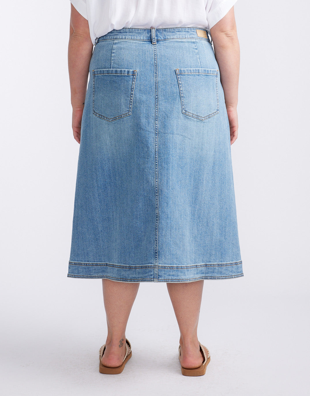 Stevie Midi Denim Skirt - Mid Wash