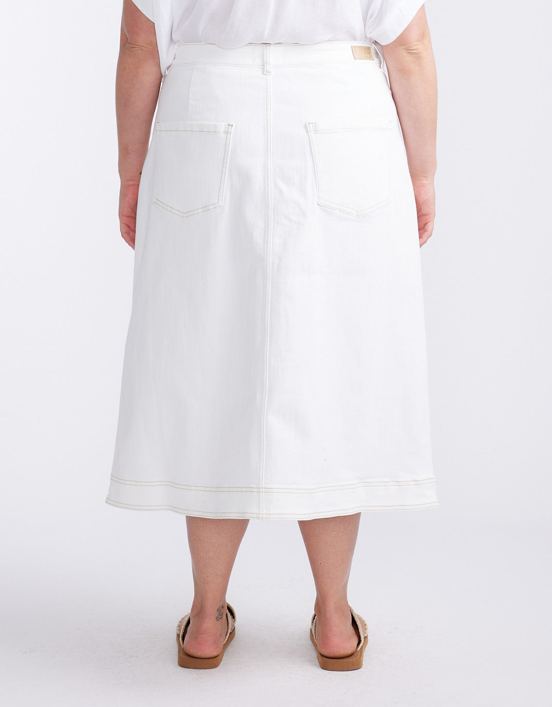 Stevie Midi Denim Skirt - White