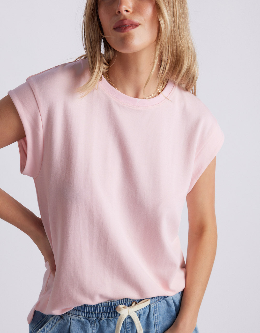 The Edit Cap Sleeve Tank - Pale Pink