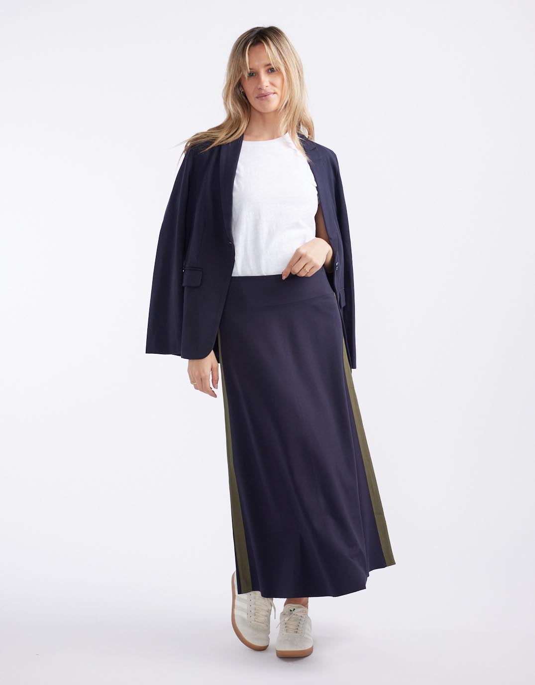 Timeless Ponte Midi Skirt - Navy/Khaki