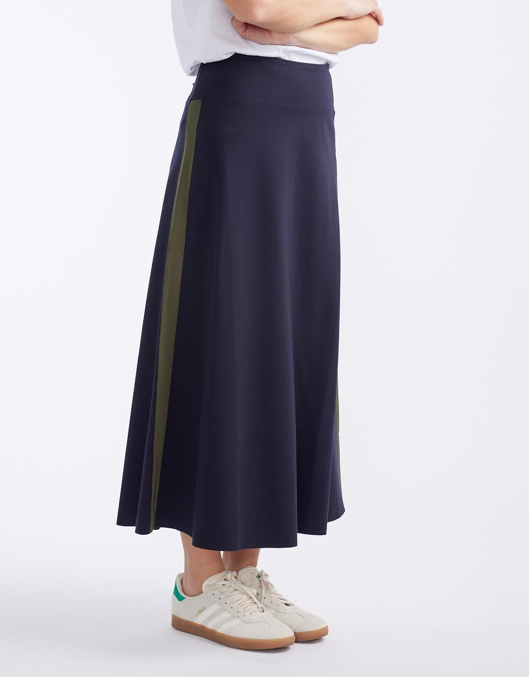 Timeless Ponte Midi Skirt - Navy/Khaki