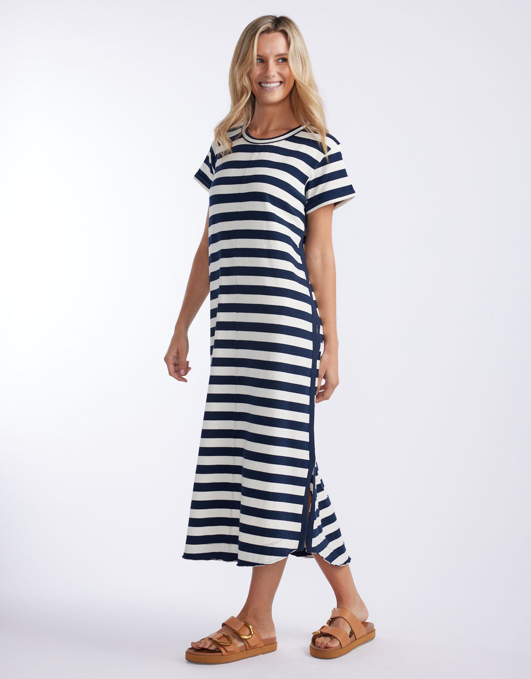 white-co-turn-back-tee-dress-midi-navy-white-stripe-womens-clothing