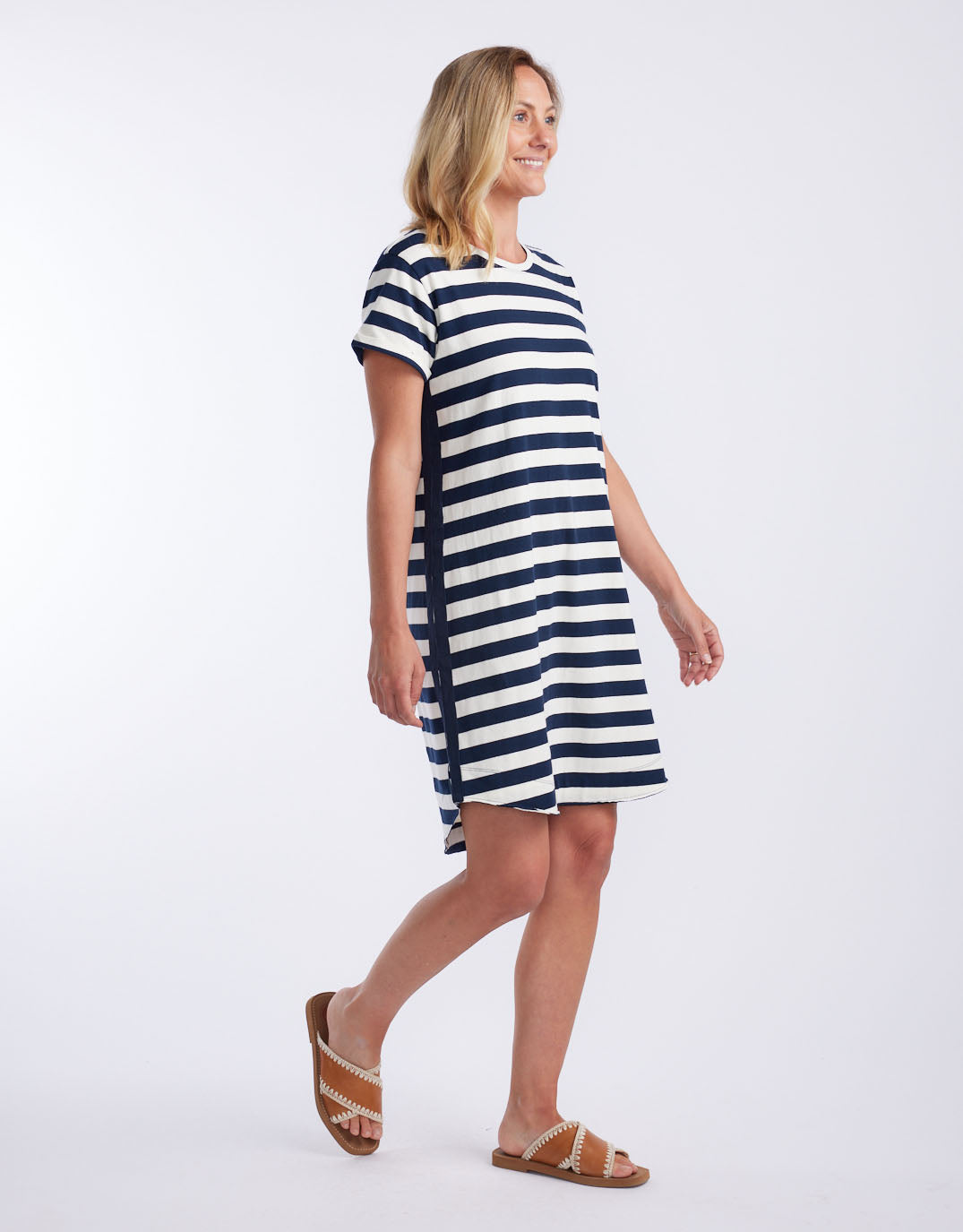white-co-turn-back-tee-dress-short-navy-white-stripe-womens-clothing