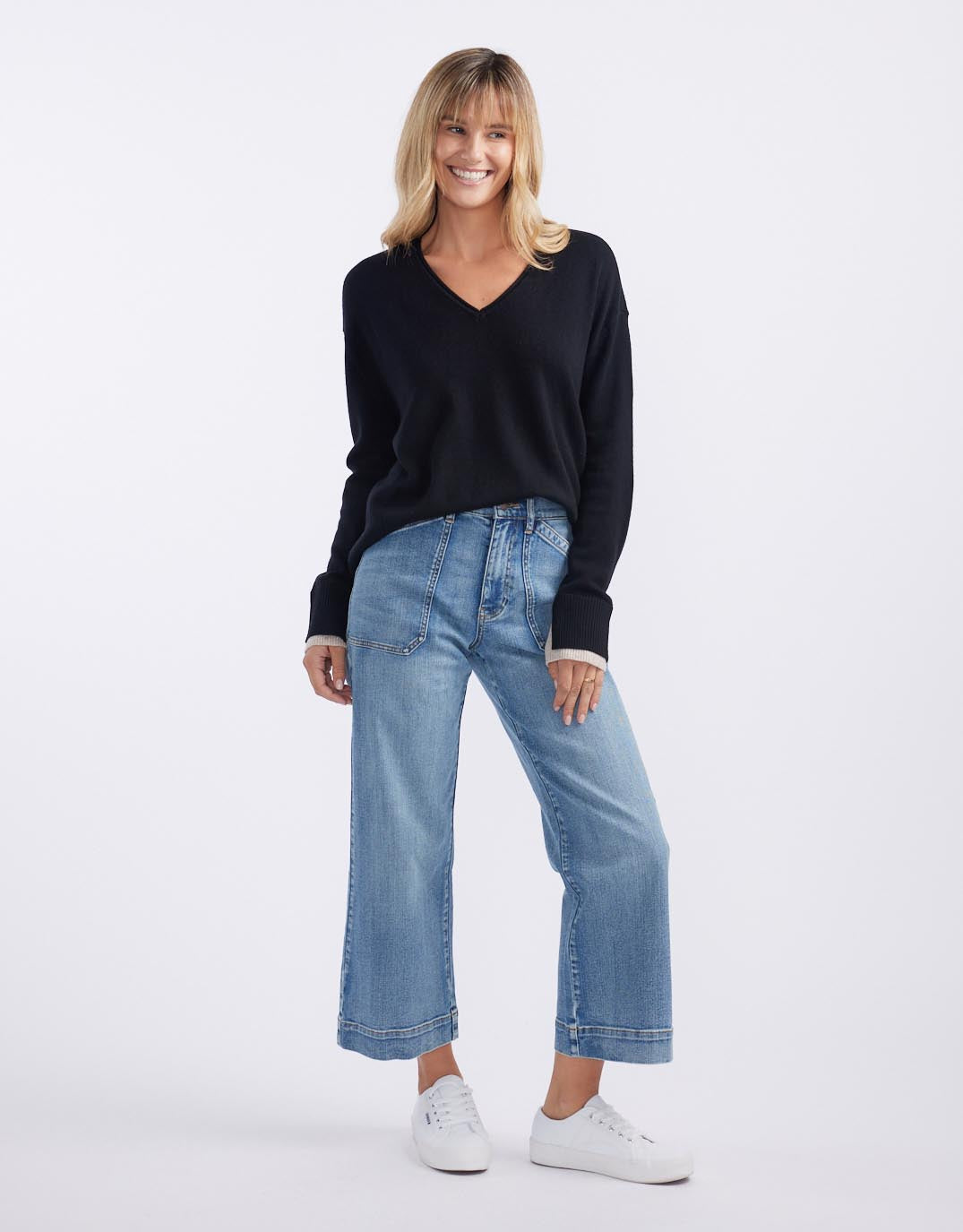 white-co-upstate-double-cuff-knit-jumper-black-oat-womens-clothing