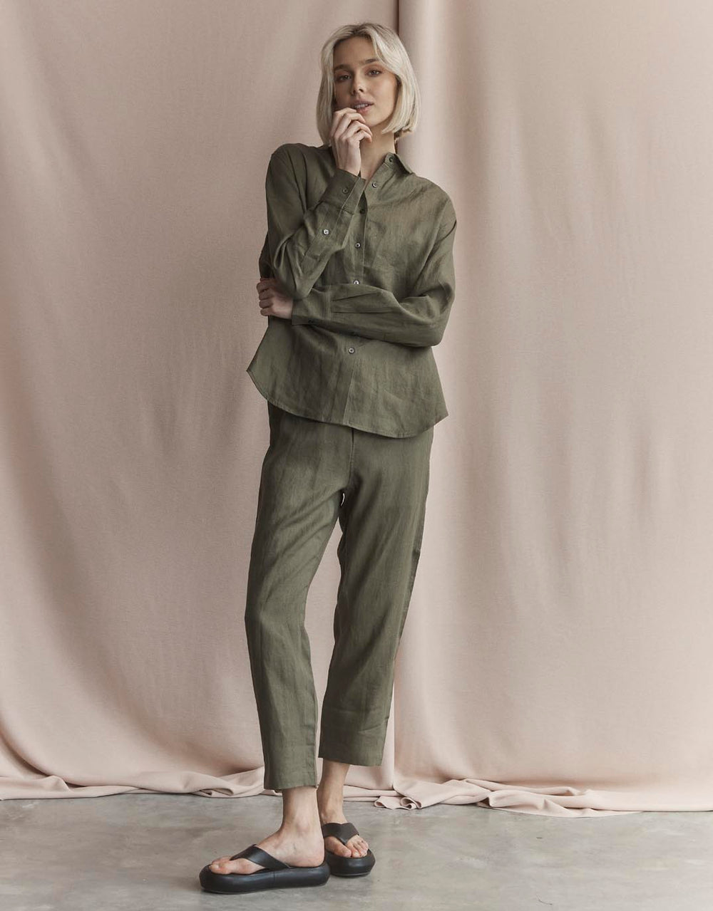 Abigail Linen Pant - Khaki
