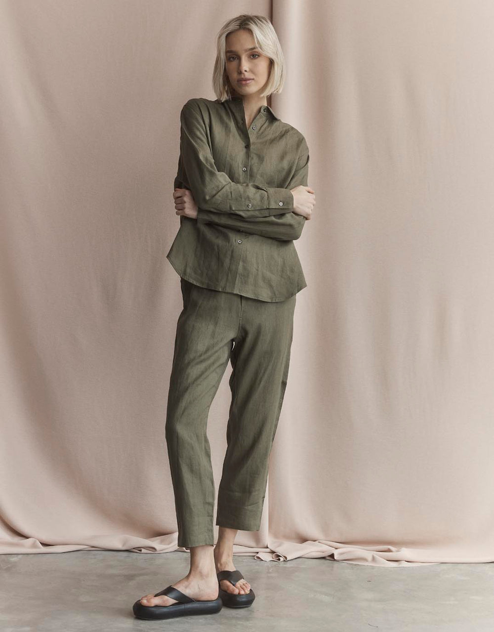 Abigail Linen Pant - Khaki