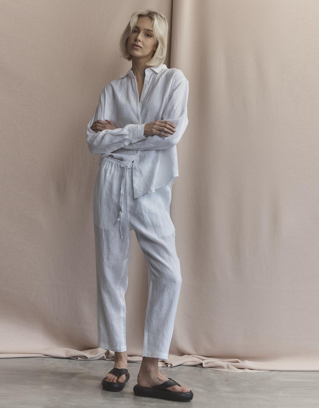 Abigail Linen Pant - White