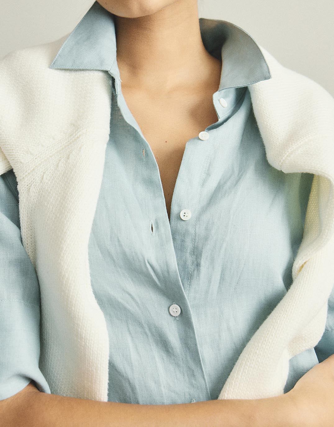 Hettie Linen Shirt Dress - Sage