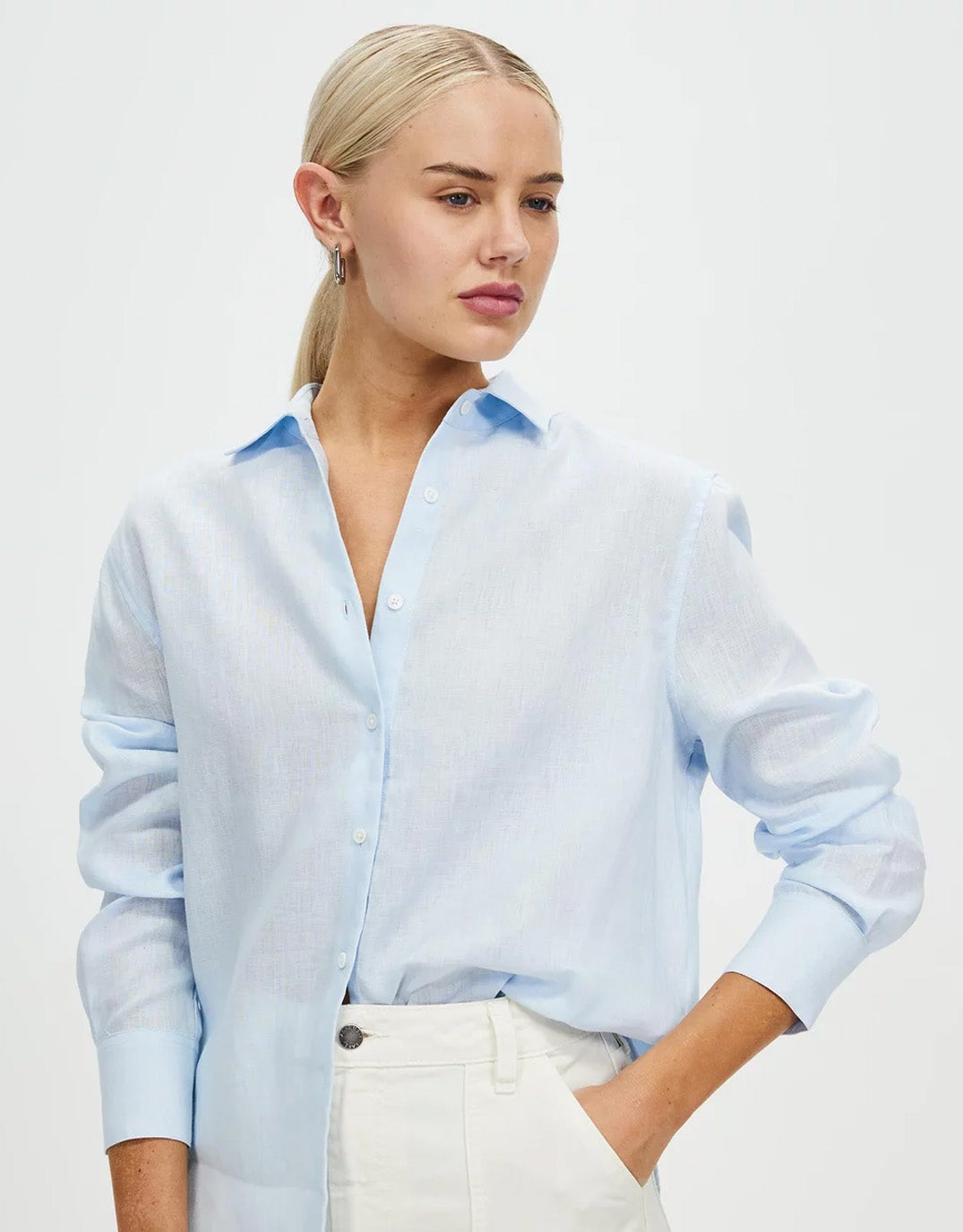 Katie Linen Shirt - Powder Blue