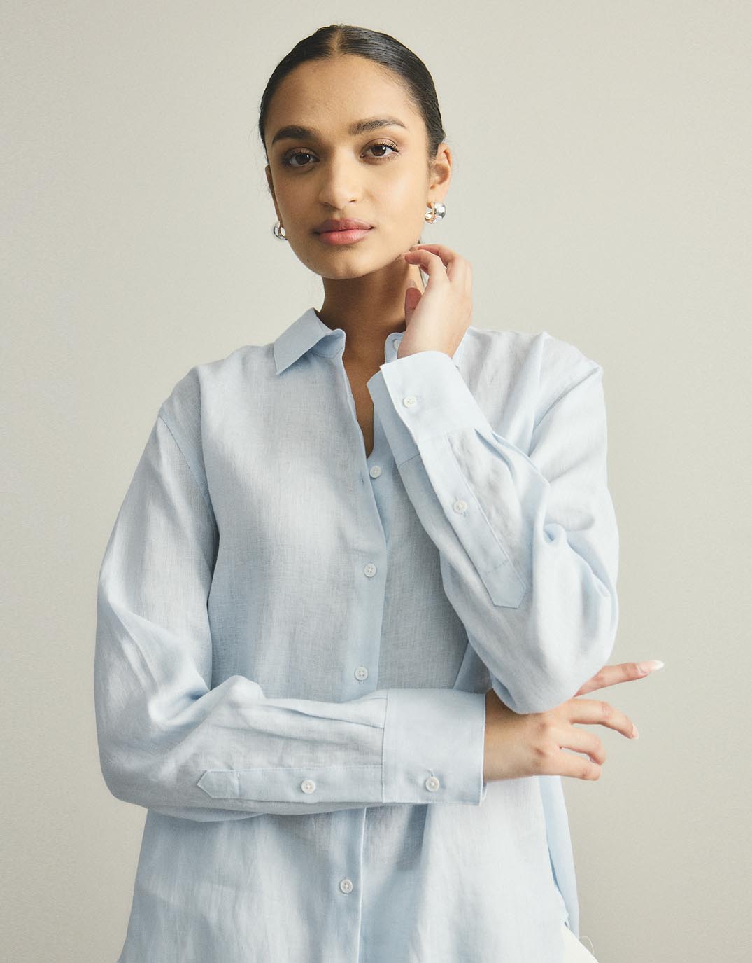 Katie Linen Shirt - Powder Blue