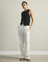 Kyra Button Tank - Black