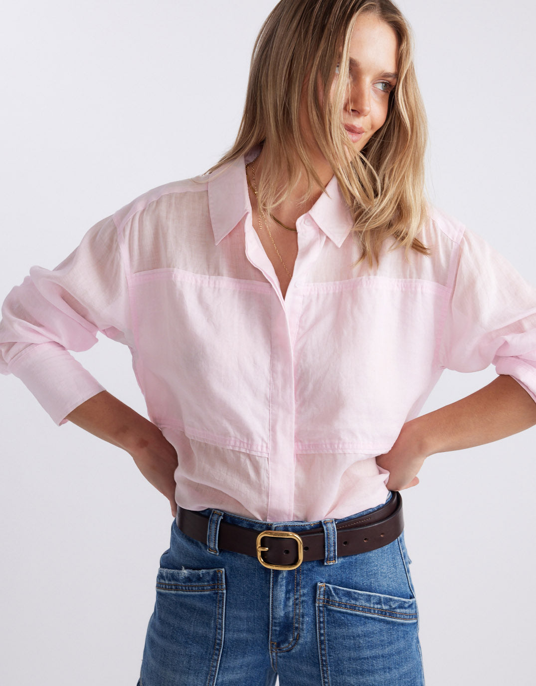 Chloe Panel Shirt - Pink