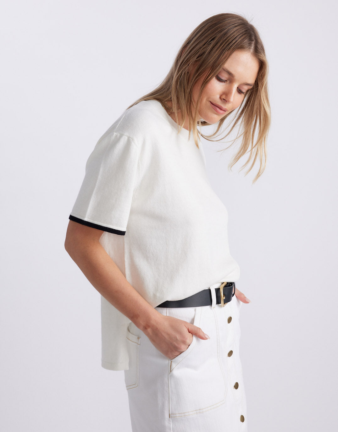 Frenchie Cotton Cashmere Tee - White
