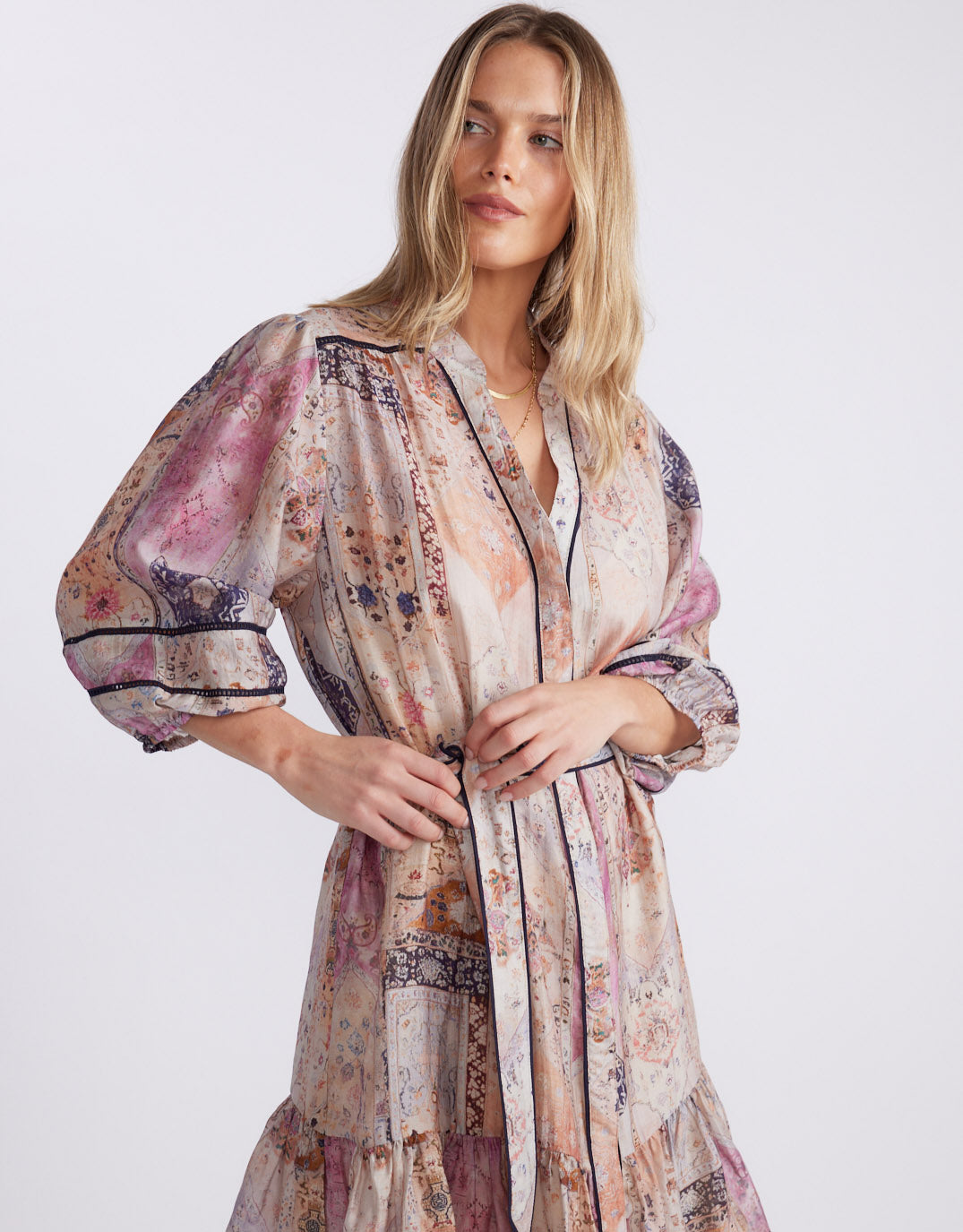 The Marrakesh 3/4 Sleeve Dress - Mosaic