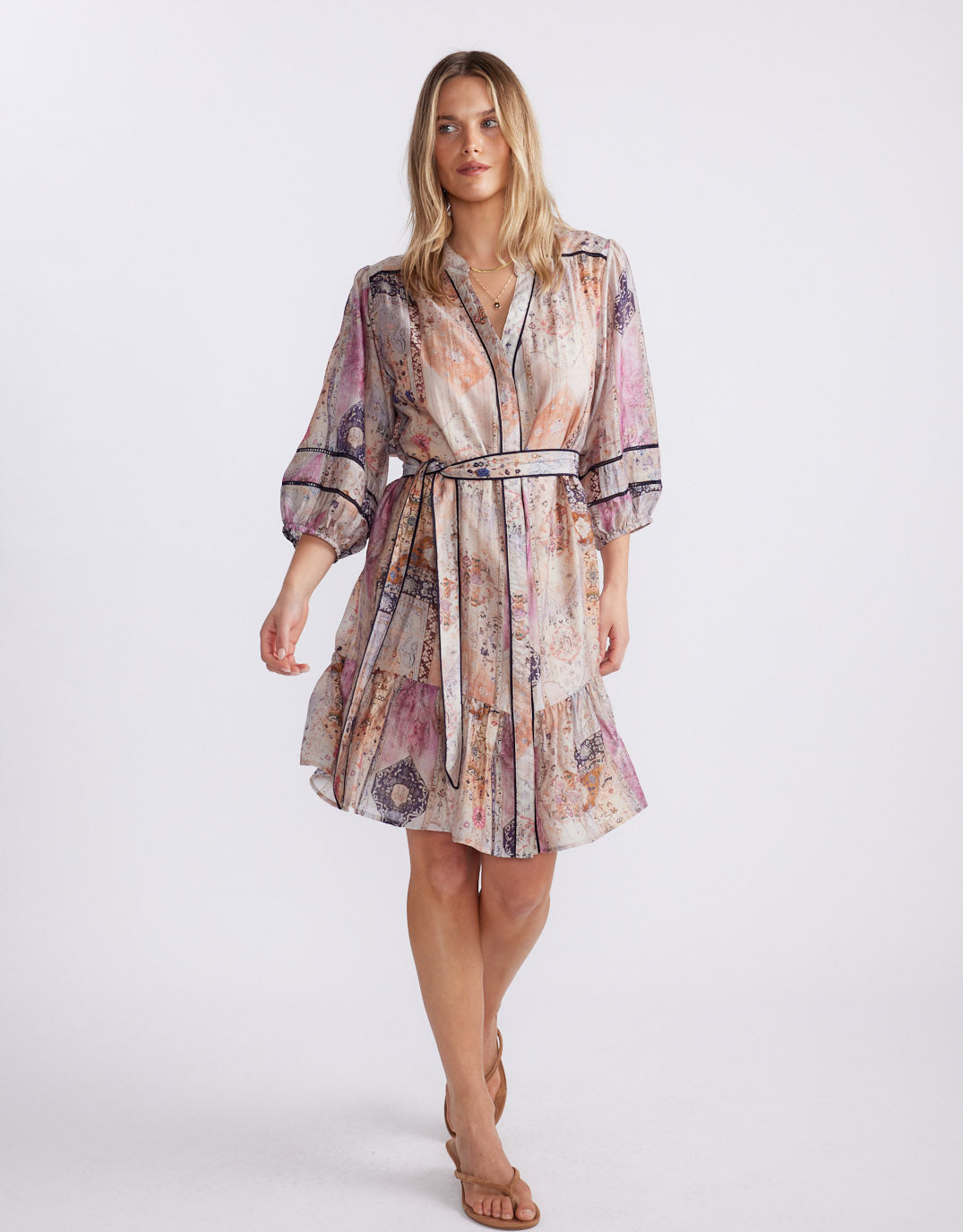 The Marrakesh 3/4 Sleeve Dress - Mosaic