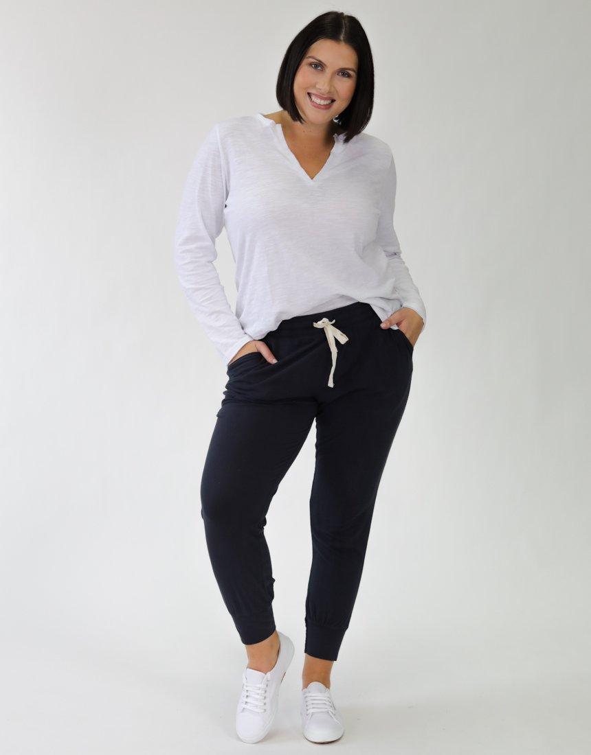 Elm - Wash Out Lounge Pants - Navy - White & Co Living Pants