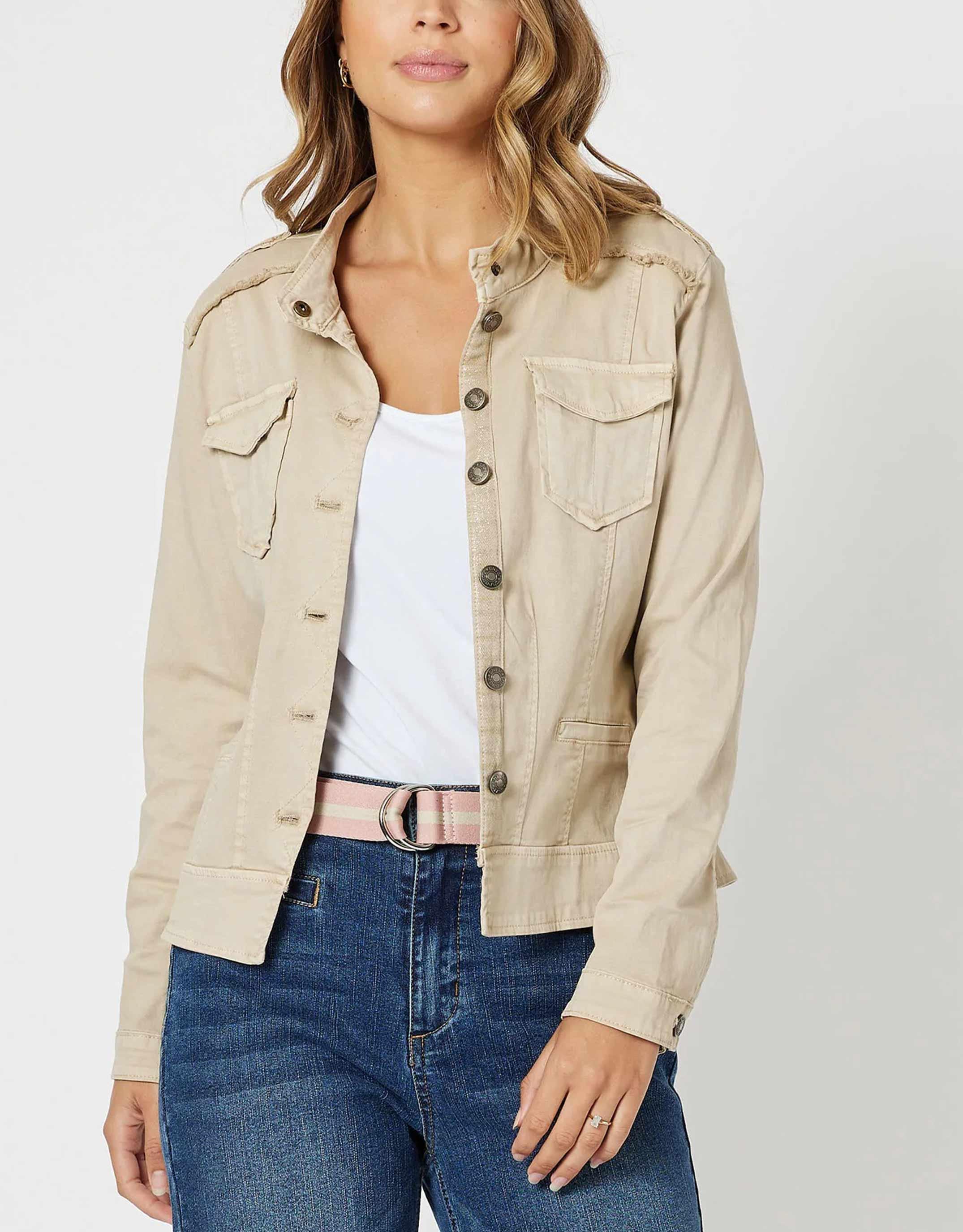 Maxi patch rib-trim jacket