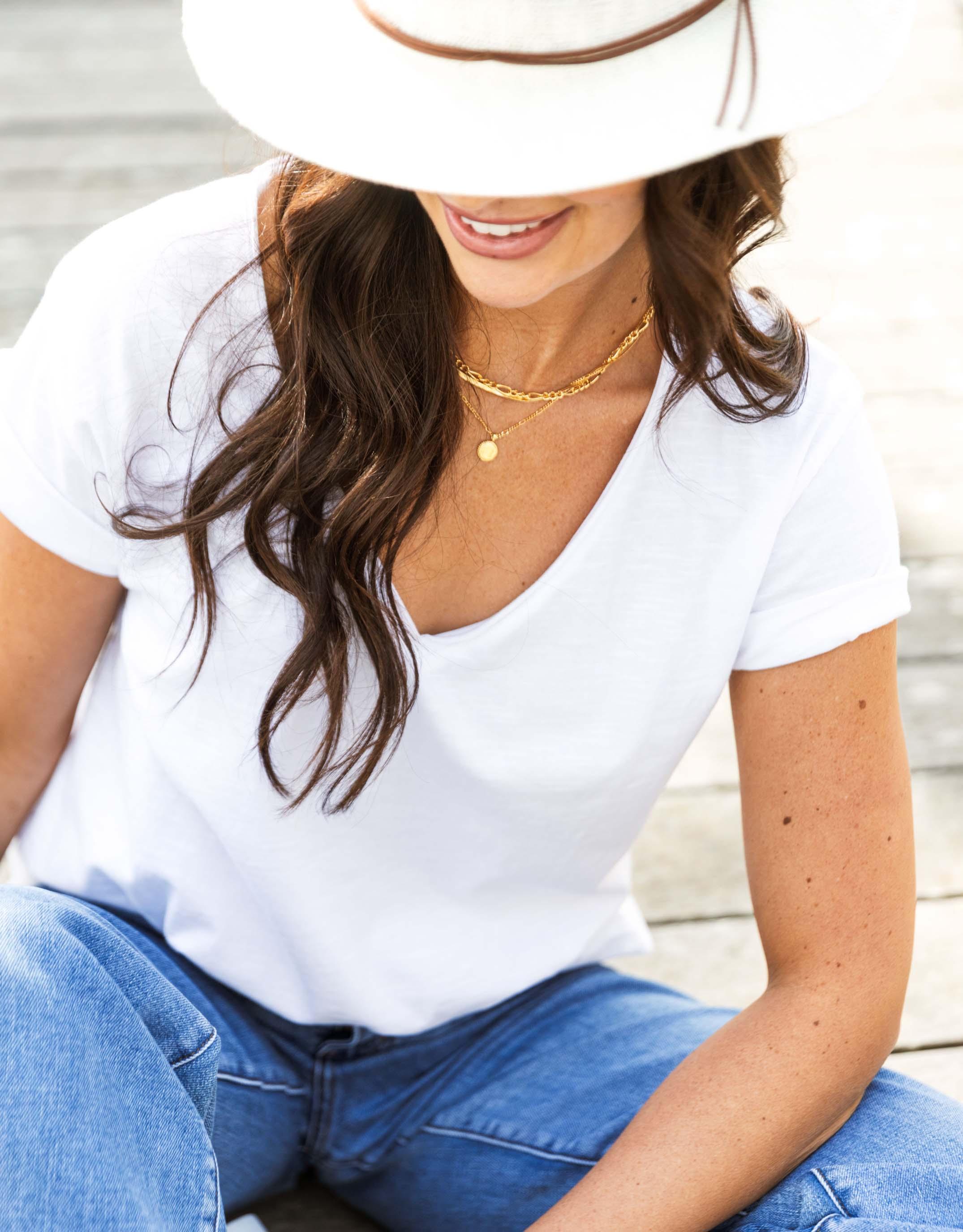 White & Co. - Original V Neck T-Shirt - White - White & Co Living Tops